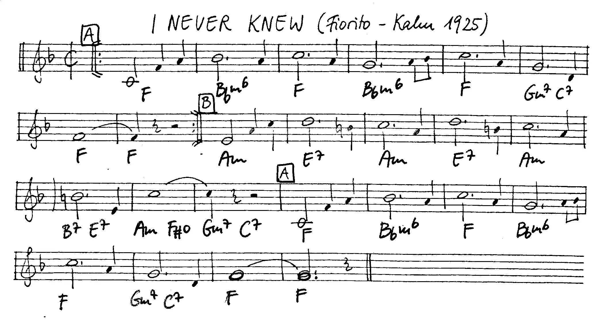 i never knew free jazz leadsheet - Courtesy of the Jungle Jazz Band